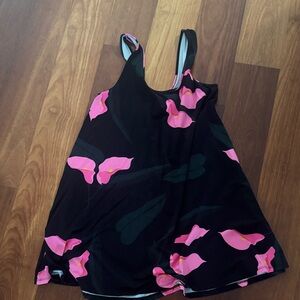Floral Black and Pink Sleeveless Dress